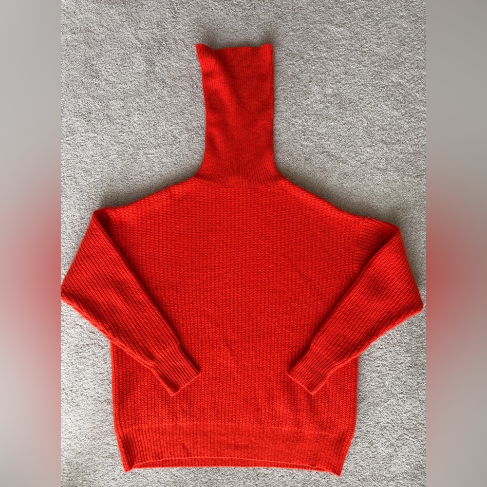 Autumn Cashmere Koi Orange 100% Cashmere Oversized Turtleneck Sweater XS - Picture 4 of 11